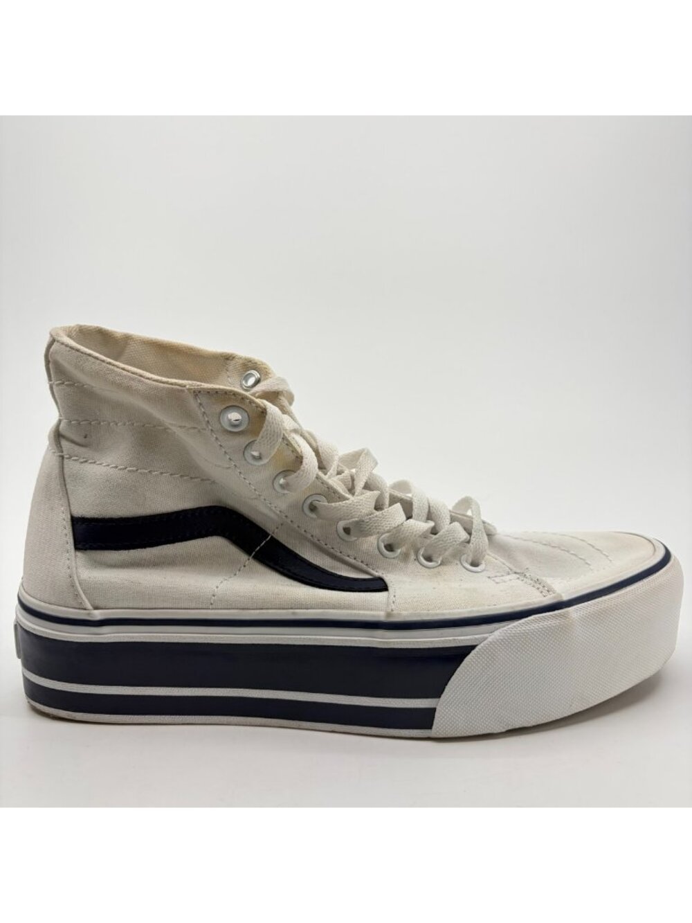 Vans Sk8-Hi Tapered Stackform Mens Size 8.5 White Black Athletic Shoes Sneakers